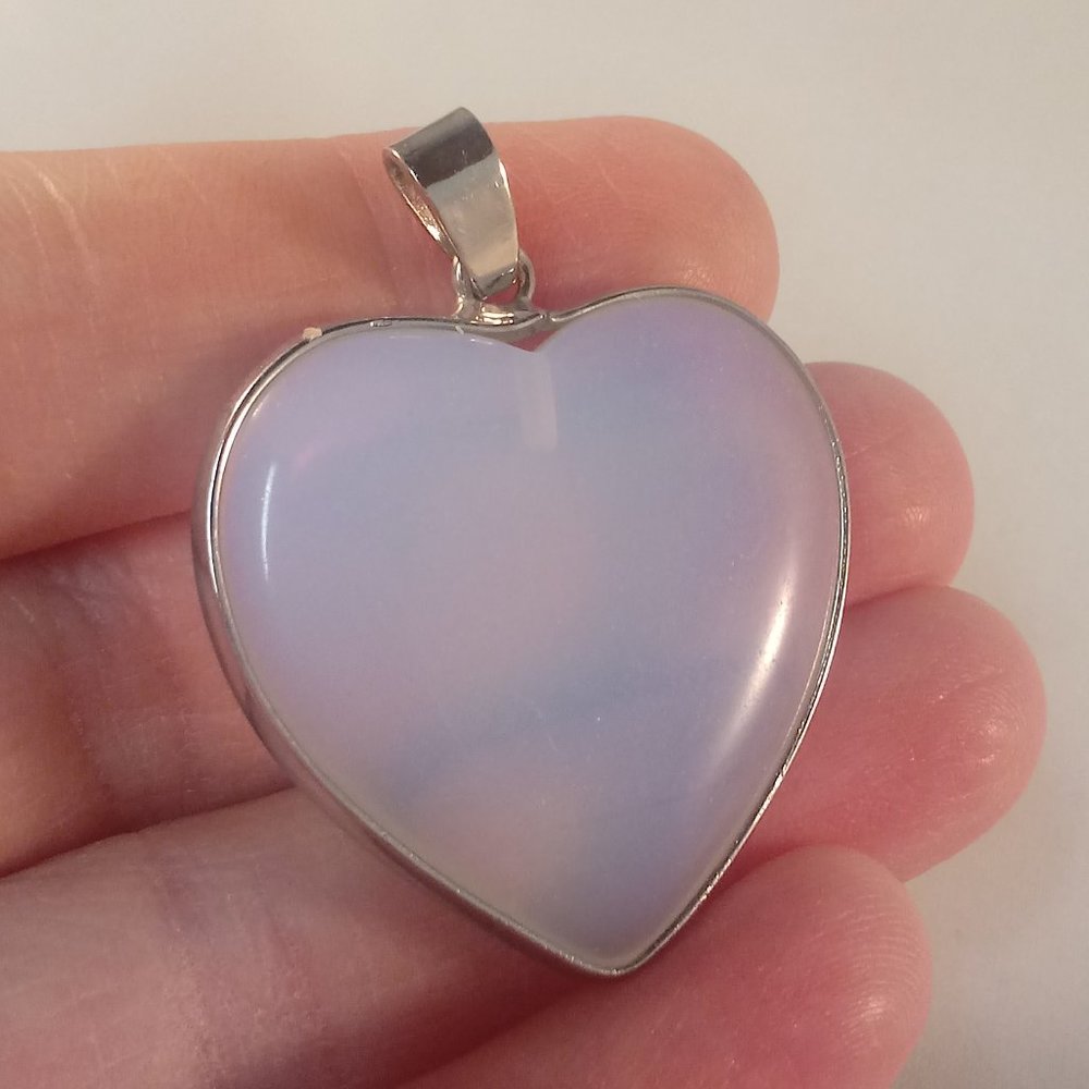 Opal Opalite Heart Shape Necklace Pendant 30mm Women's Party Gift